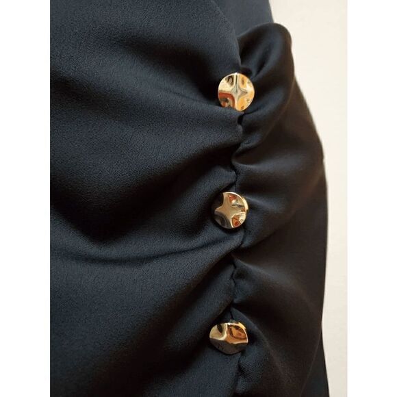 RIVER ISLAND Ruched Side Split Black Skirt SIZE S - Picture 3 of 15